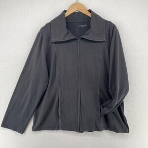 EILEEN FISHER Jacket XL Cotton Stretch Jersey Track Full Zip Sweatshirt Gray USA